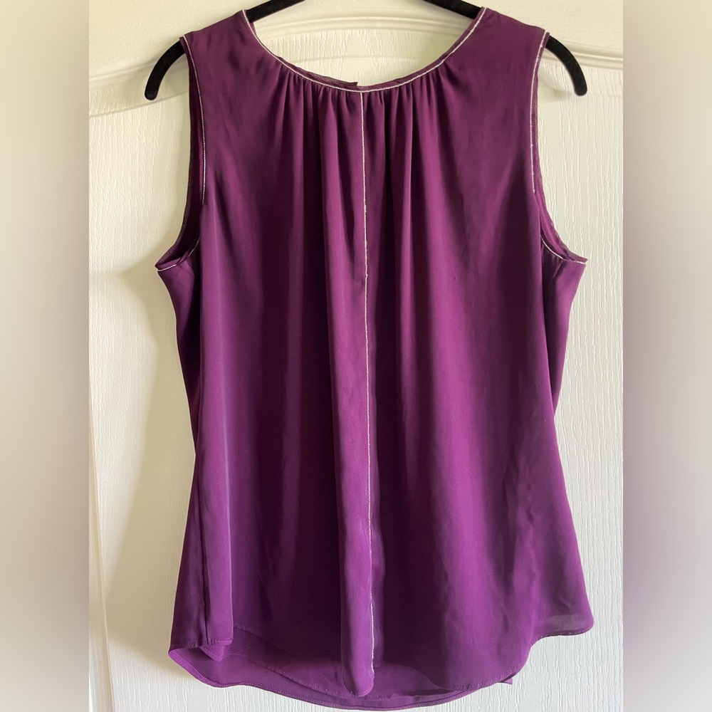 WHBM purple beaded silk blouse